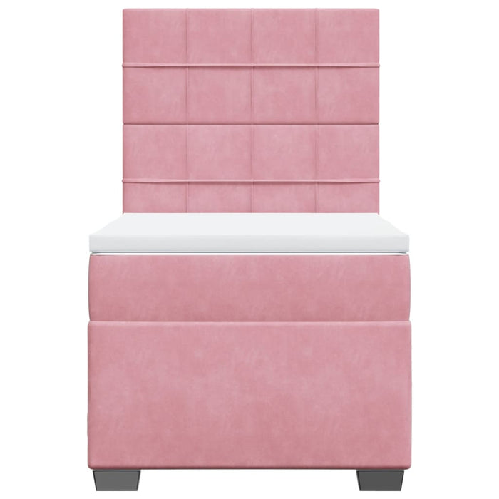 Pat box spring cu saltea, roz, 80x200 cm, catifea - WALTI WALTI