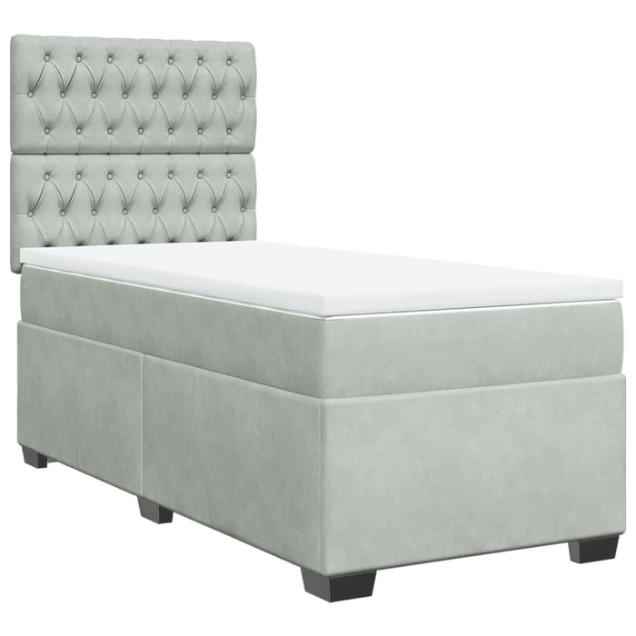 Pat continental cu saltea, gri deschis, 80x200 cm, catifea - WALTI WALTI