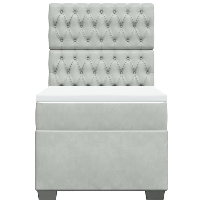 Pat continental cu saltea, gri deschis, 80x200 cm, catifea - WALTI WALTI
