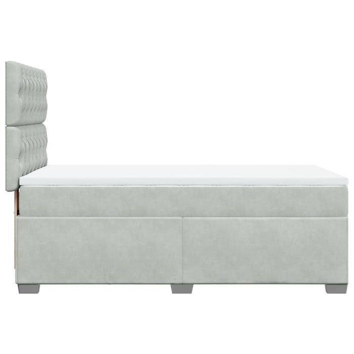 Pat continental cu saltea, gri deschis, 80x200 cm, catifea - WALTI WALTI