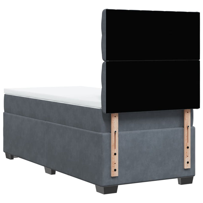 Pat box spring cu saltea, gri închis, 80x200 cm, catifea - WALTI WALTI