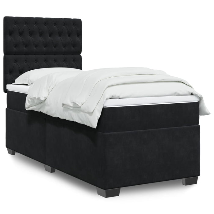Pat box spring cu saltea, negru, 80x200 cm, catifea - WALTI WALTI