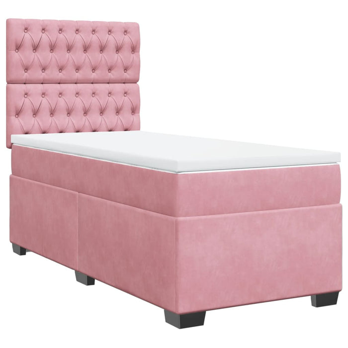 Pat box spring cu saltea, roz, 80x200 cm, catifea - WALTI WALTI