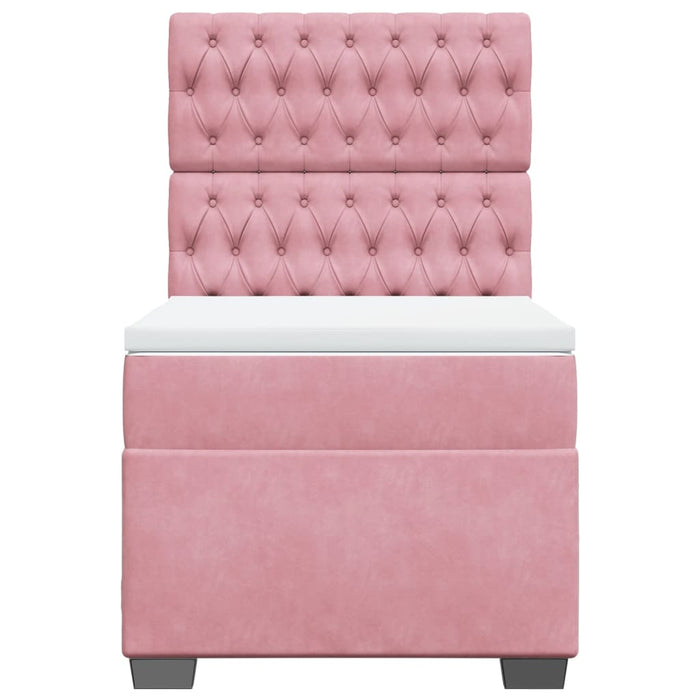 Pat box spring cu saltea, roz, 80x200 cm, catifea - WALTI WALTI