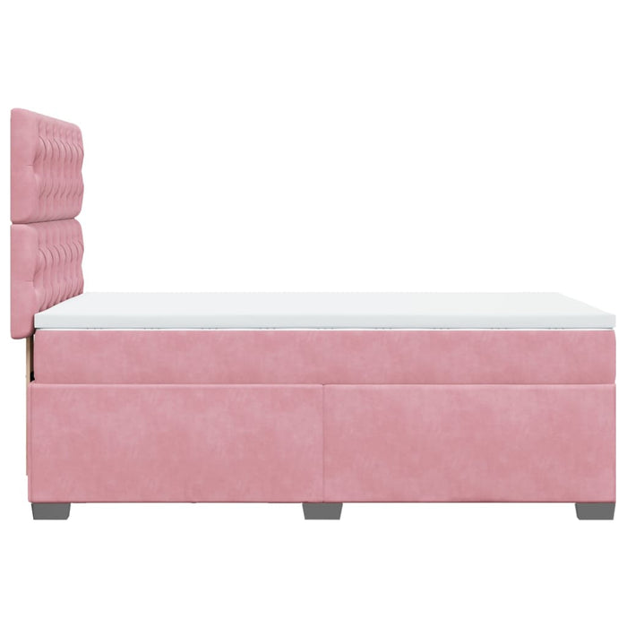 Pat box spring cu saltea, roz, 80x200 cm, catifea - WALTI WALTI