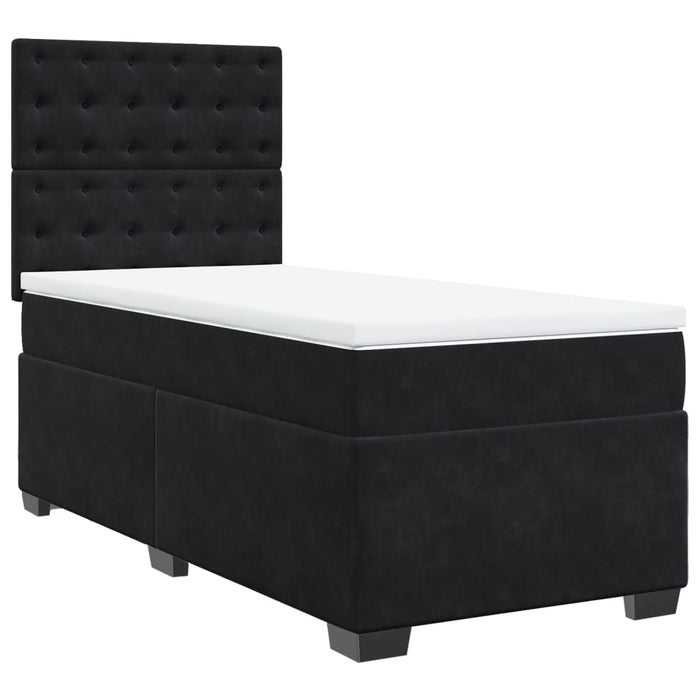 Pat box spring cu saltea, negru, 80x200 cm, catifea - WALTI WALTI