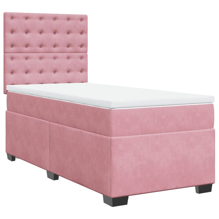 Pat box spring cu saltea, roz, 80x200 cm, catifea - WALTI WALTI