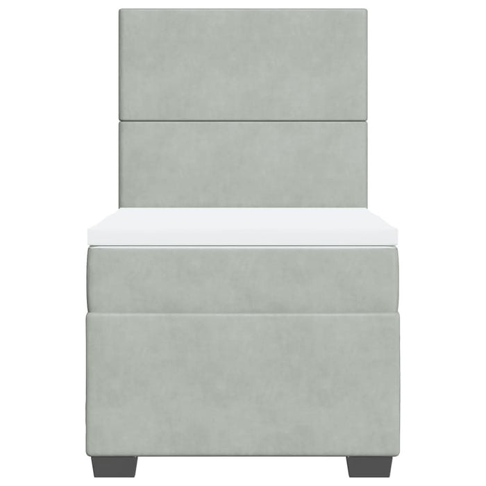 Pat box spring cu saltea, gri deschis, 90x190 cm, catifea - WALTI WALTI