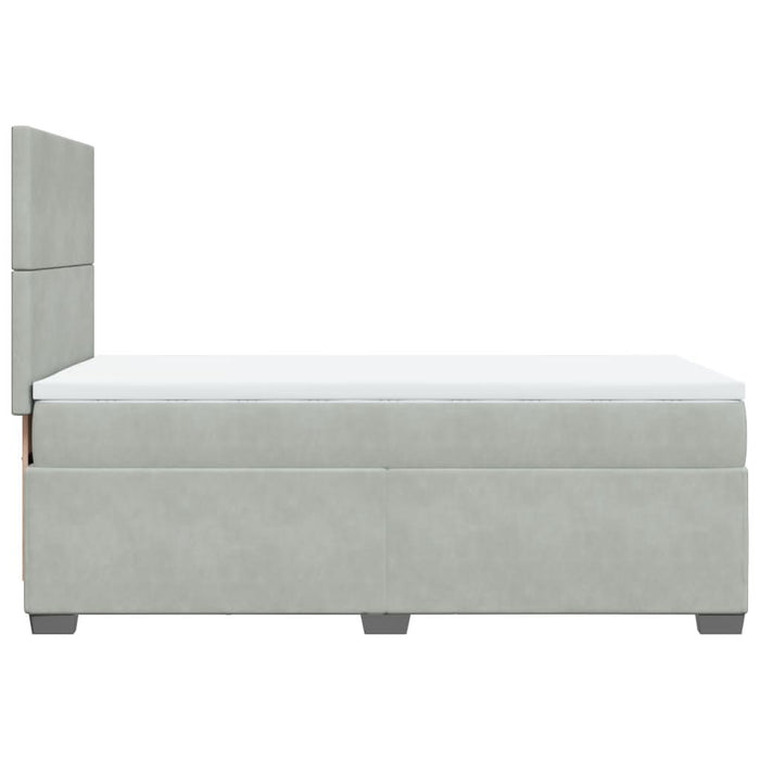 Pat box spring cu saltea, gri deschis, 90x190 cm, catifea - WALTI WALTI