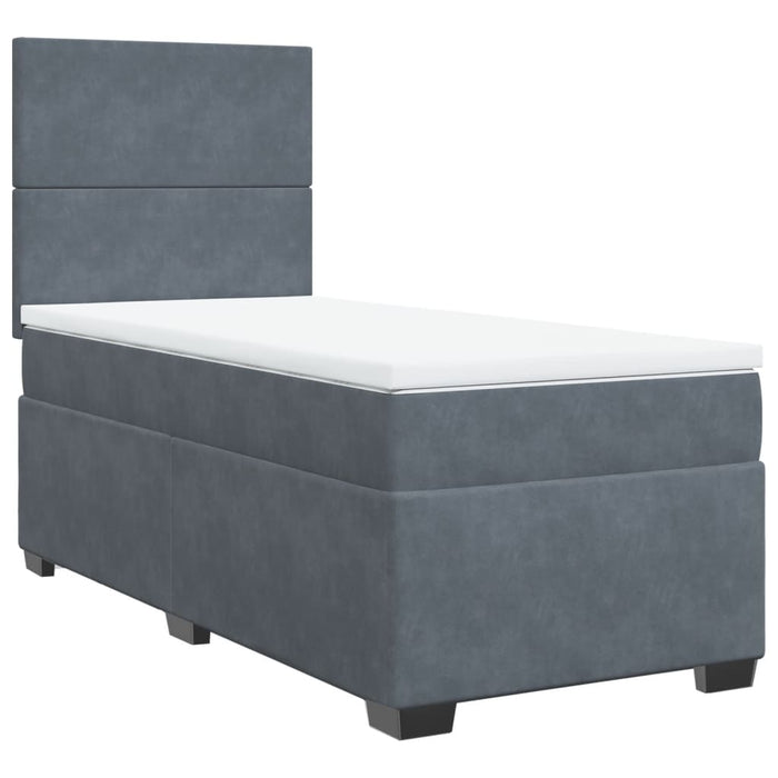 Pat box spring cu saltea, gri închis, 90x190 cm, catifea - WALTI WALTI