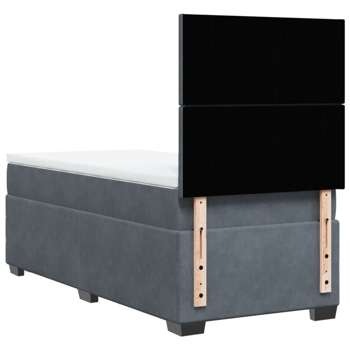Pat box spring cu saltea, gri închis, 90x190 cm, catifea - WALTI WALTI
