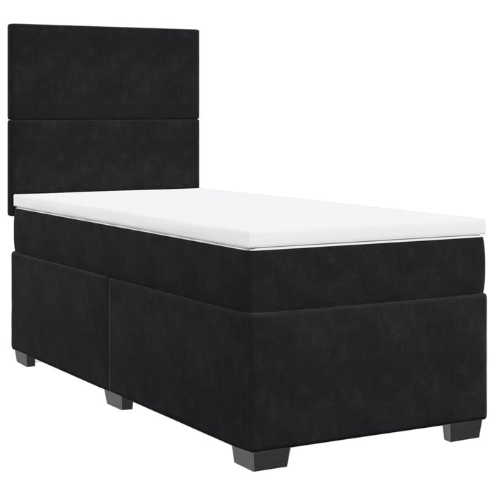 Pat box spring cu saltea, negru, 90x190 cm, catifea - WALTI WALTI