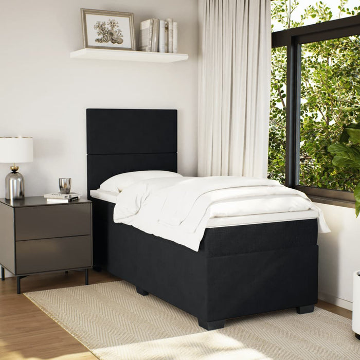 Pat box spring cu saltea, negru, 90x190 cm, catifea - WALTI WALTI