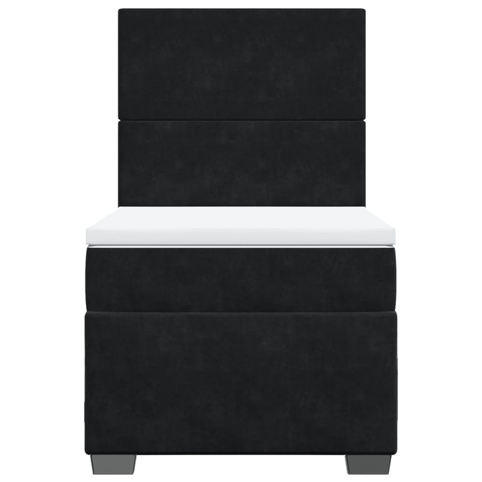 Pat box spring cu saltea, negru, 90x190 cm, catifea - WALTI WALTI