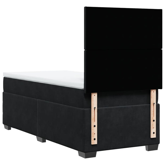 Pat box spring cu saltea, negru, 90x190 cm, catifea - WALTI WALTI
