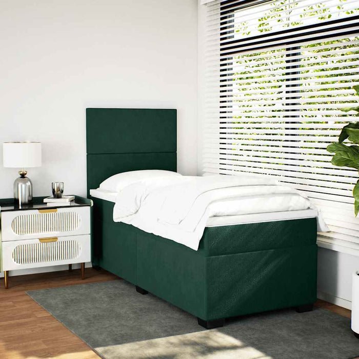 Pat box spring cu saltea, verde închis, 90x190 cm, catifea - WALTI WALTI