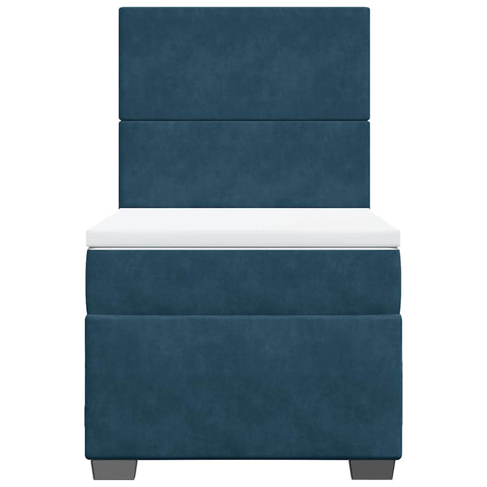 Pat box spring cu saltea, albastru, 90x190 cm, catifea - WALTI WALTI