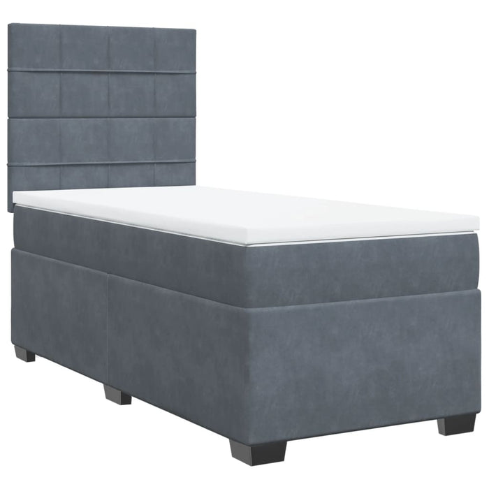 Pat box spring cu saltea, gri închis, 90x190 cm, catifea - WALTI WALTI