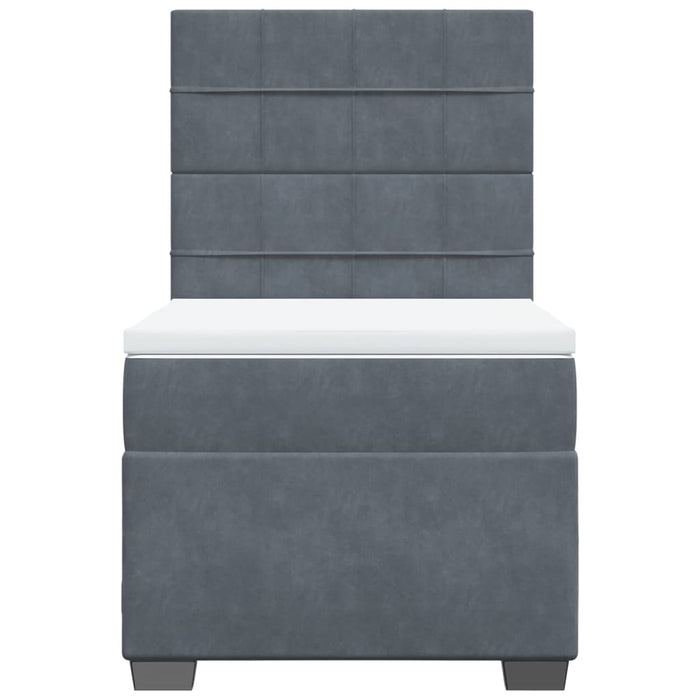 Pat box spring cu saltea, gri închis, 90x190 cm, catifea - WALTI WALTI