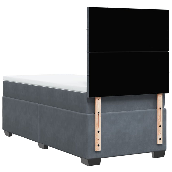 Pat box spring cu saltea, gri închis, 90x190 cm, catifea - WALTI WALTI