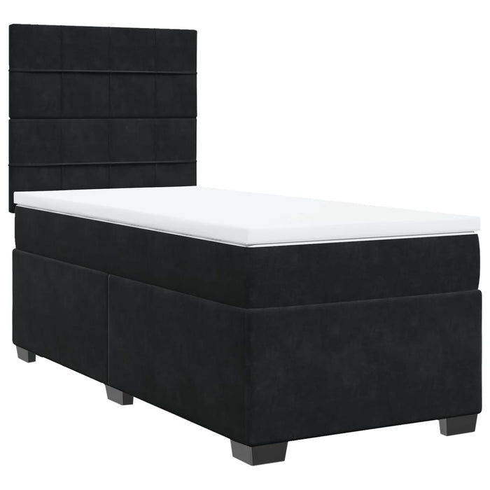 Pat box spring cu saltea, negru, 90x190 cm, catifea - WALTI WALTI