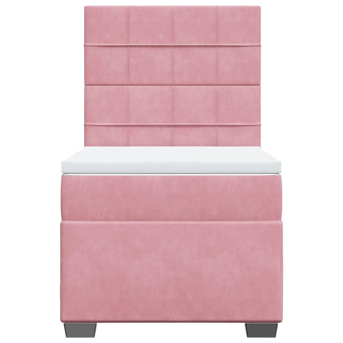Pat box spring cu saltea, roz, 90x190 cm, catifea - WALTI WALTI