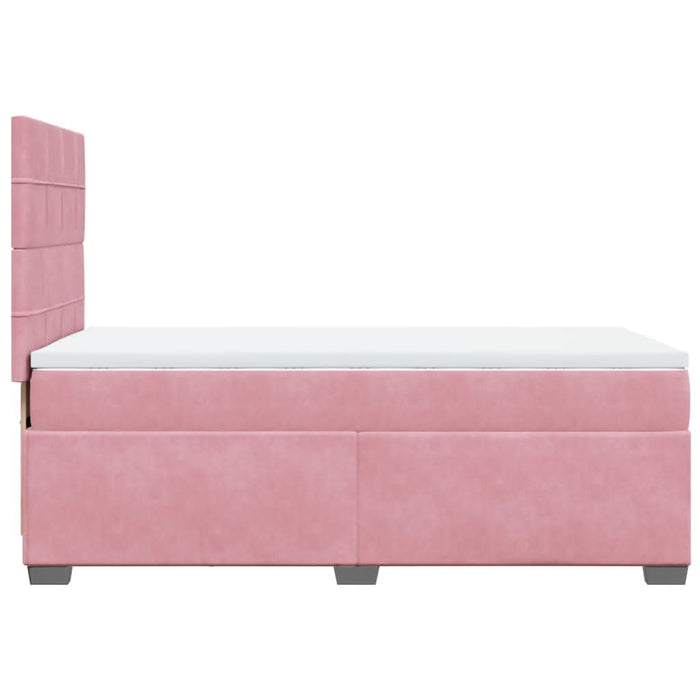 Pat box spring cu saltea, roz, 90x190 cm, catifea - WALTI WALTI