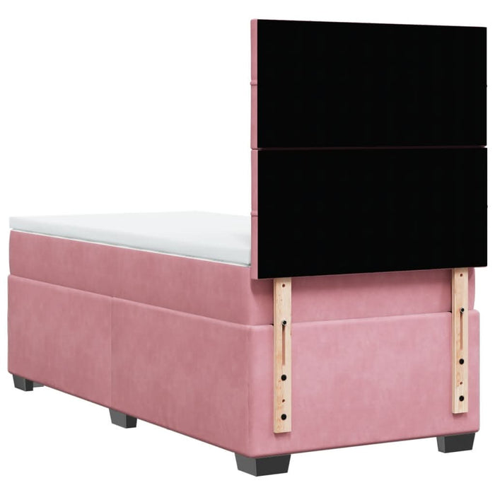 Pat box spring cu saltea, roz, 90x190 cm, catifea - WALTI WALTI