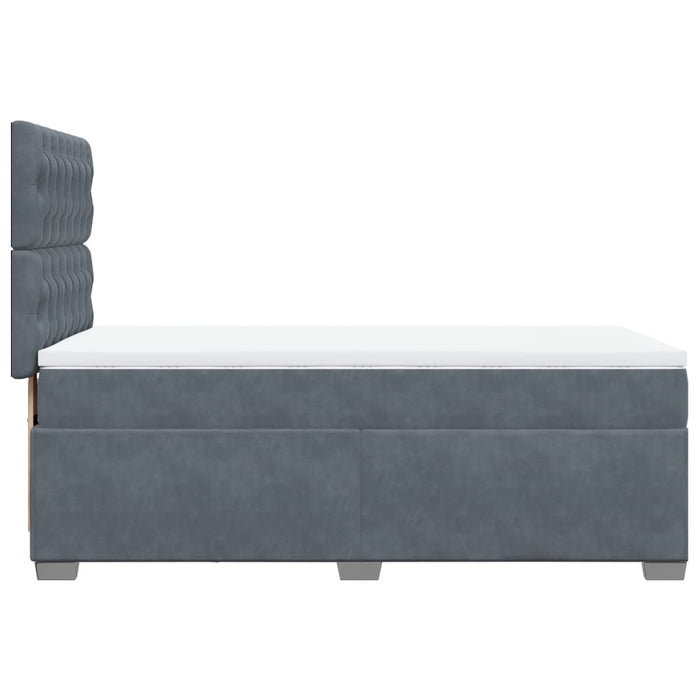 Pat box spring cu saltea, gri închis, 90x190 cm, catifea - WALTI WALTI