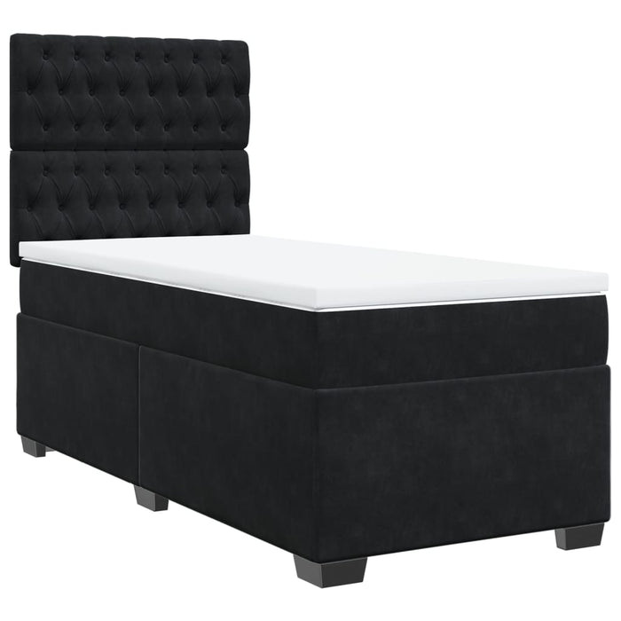 Pat box spring cu saltea, negru, 90x190 cm, catifea - WALTI WALTI