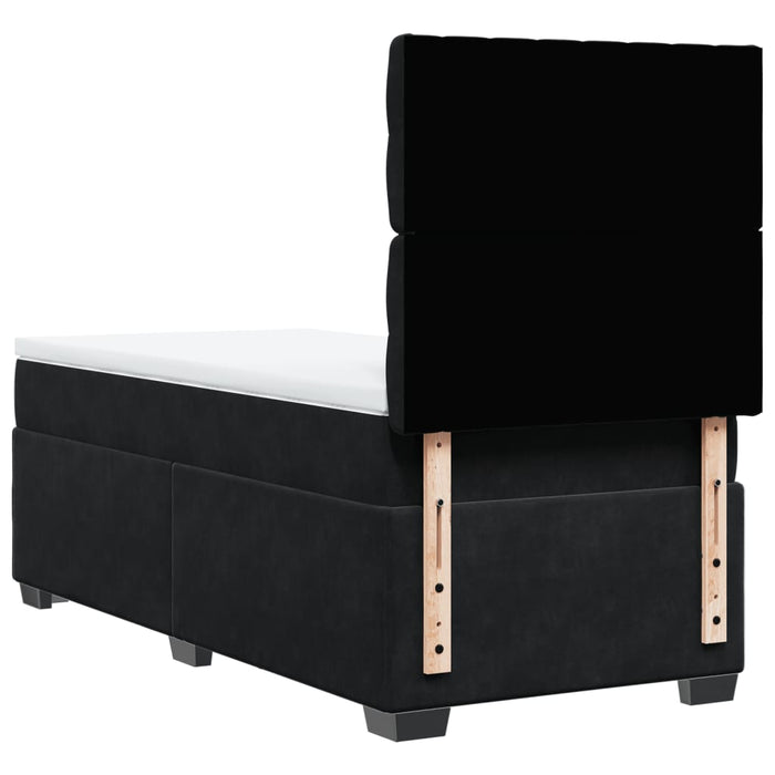 Pat box spring cu saltea, negru, 90x190 cm, catifea - WALTI WALTI