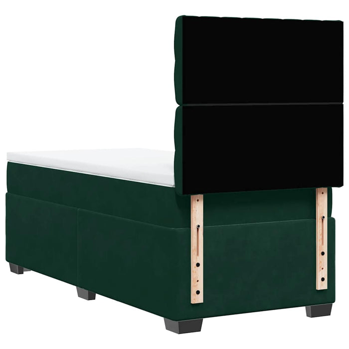 Pat box spring cu saltea, verde închis, 90x190 cm, catifea - WALTI WALTI