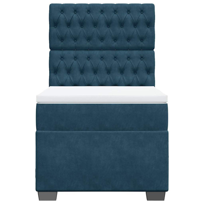 Pat box spring cu saltea, albastru, 90x190 cm, catifea - WALTI WALTI