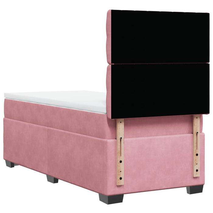 Pat box spring cu saltea, roz, 90x190 cm, catifea - WALTI WALTI