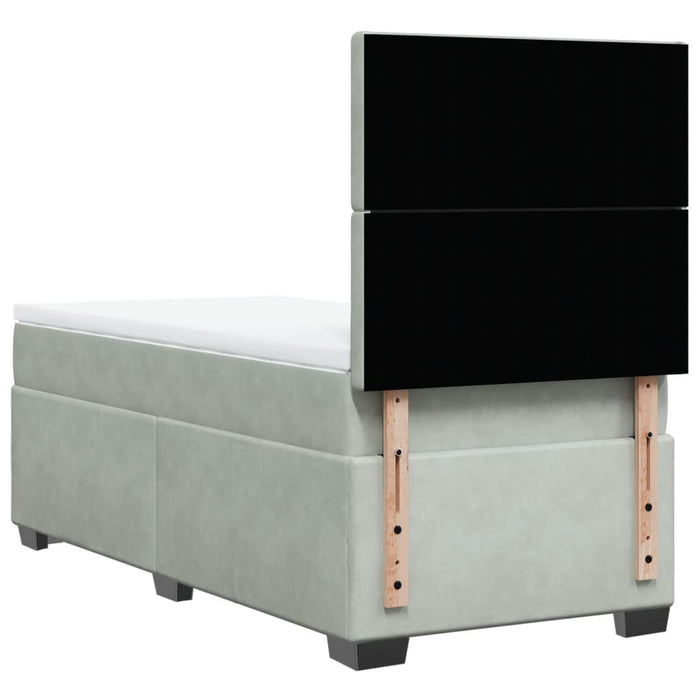 Pat box spring cu saltea, gri deschis, 90x190 cm, catifea - WALTI WALTI