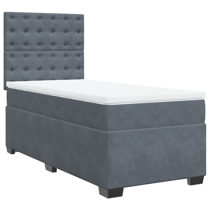 Pat box spring cu saltea, gri închis, 90x190 cm, catifea - WALTI WALTI
