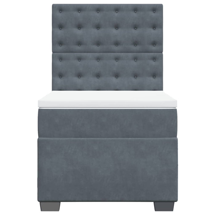 Pat box spring cu saltea, gri închis, 90x190 cm, catifea - WALTI WALTI