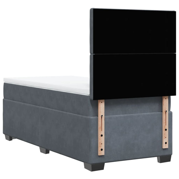 Pat box spring cu saltea, gri închis, 90x190 cm, catifea - WALTI WALTI