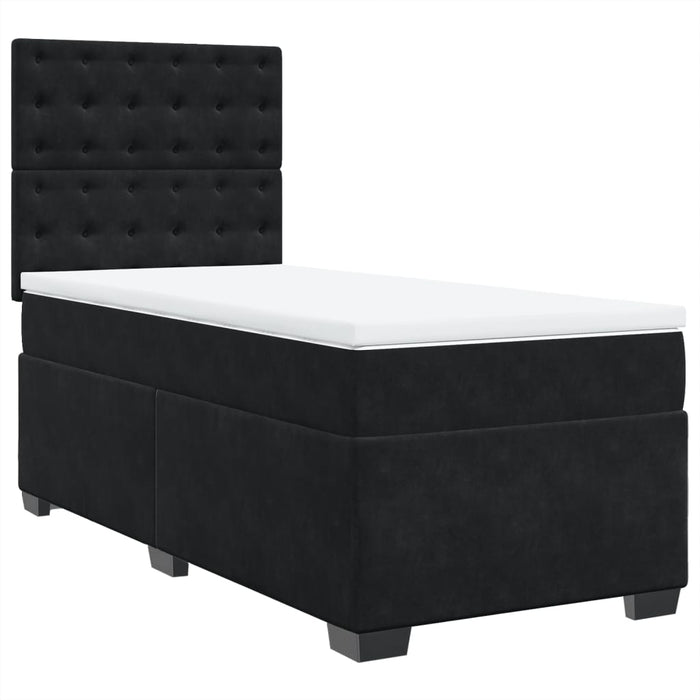 Pat box spring cu saltea, negru, 90x190 cm, catifea - WALTI WALTI