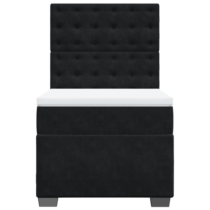 Pat box spring cu saltea, negru, 90x190 cm, catifea - WALTI WALTI