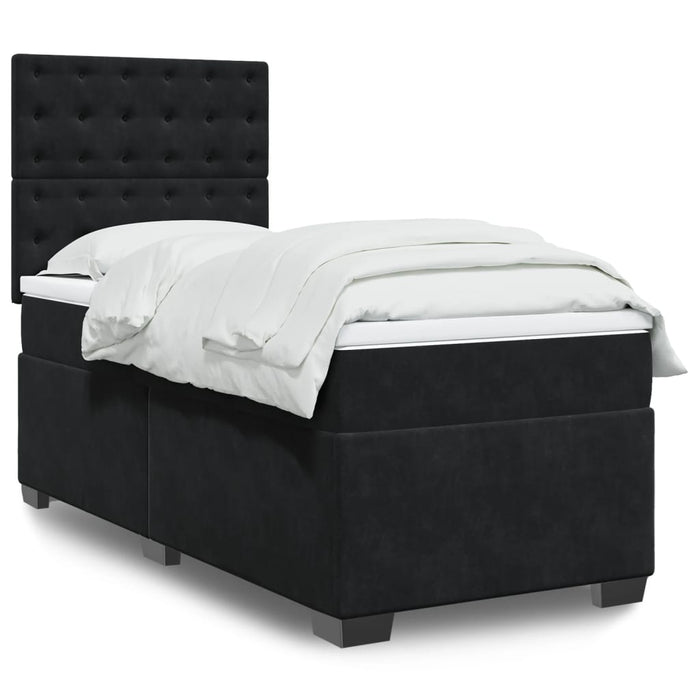 Pat box spring cu saltea, negru, 90x190 cm, catifea - WALTI WALTI