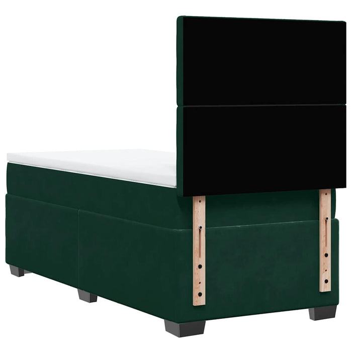 Pat box spring cu saltea, verde închis, 90x190 cm, catifea - WALTI WALTI