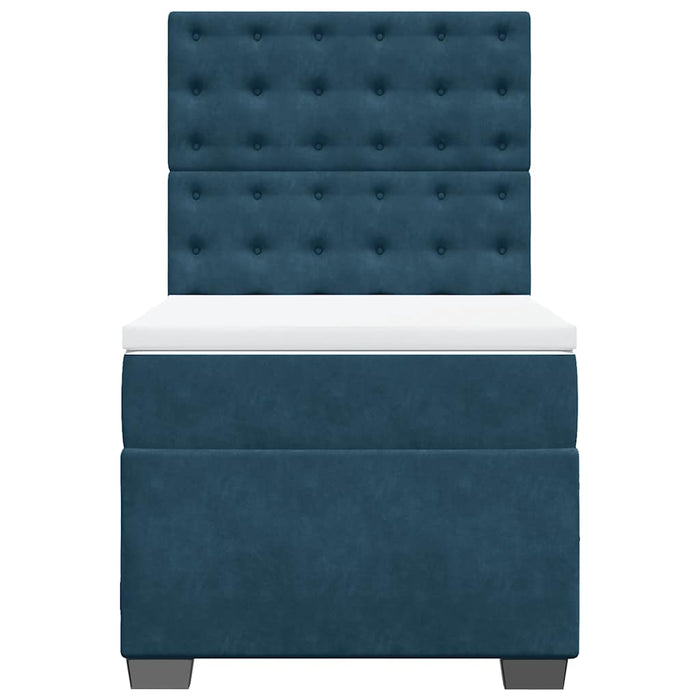 Pat box spring cu saltea, albastru, 90x190 cm, catifea - WALTI WALTI
