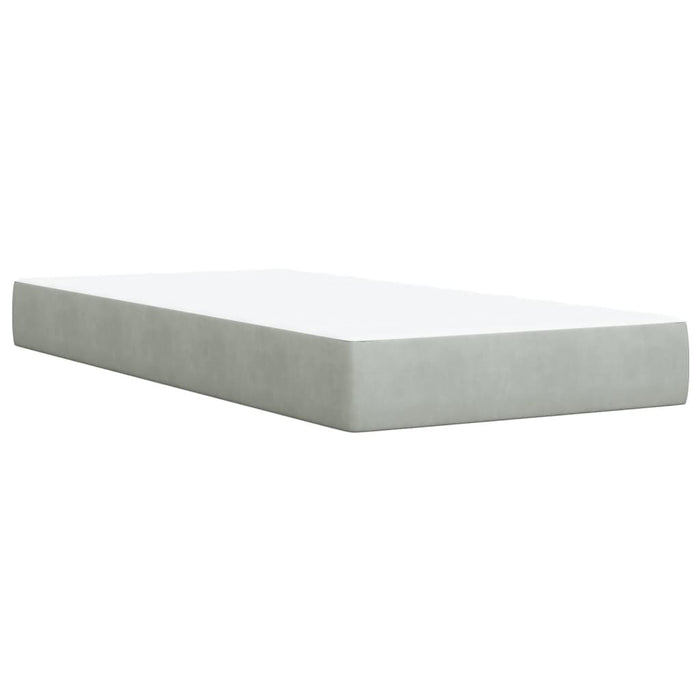 Pat box spring cu saltea, gri deschis, 90x200 cm, catifea - WALTI WALTI