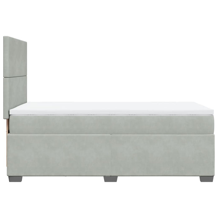 Pat box spring cu saltea, gri deschis, 90x200 cm, catifea - WALTI WALTI
