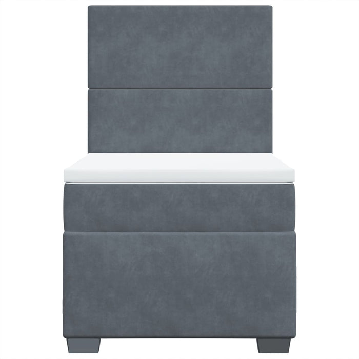 Pat box spring cu saltea, gri închis, 90x200 cm, catifea - WALTI WALTI