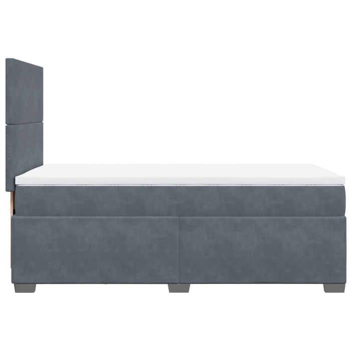 Pat box spring cu saltea, gri închis, 90x200 cm, catifea - WALTI WALTI