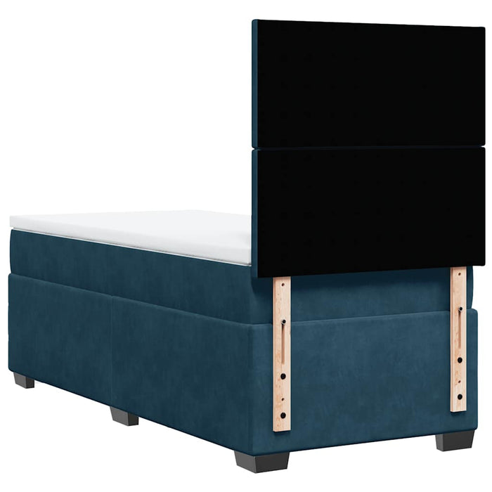 Pat box spring cu saltea, albastru, 90x200 cm, catifea - WALTI WALTI