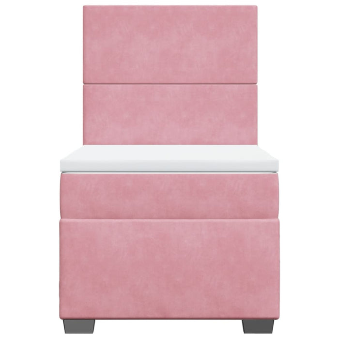 Pat box spring cu saltea, roz, 90x200 cm, catifea - WALTI WALTI