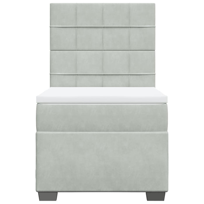 Pat box spring cu saltea, gri deschis, 90x200 cm, catifea - WALTI WALTI